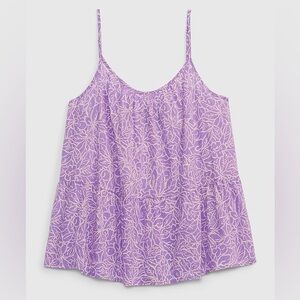 GAP Lavender Floral Peplum Cotton Camisole Size XL Tall